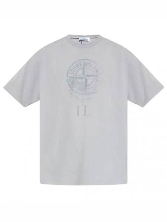 Men's Logo Print Crew Neck Short Sleeve T-Shirt Grey - STONE ISLAND - BALAAN 2