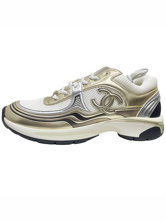 Fabric Laminated Low Top Sneakers Gold - CHANEL - BALAAN 2