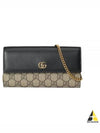 GG Marmont Chain Cross Bag Black Leather GG Supreme - GUCCI - BALAAN 2