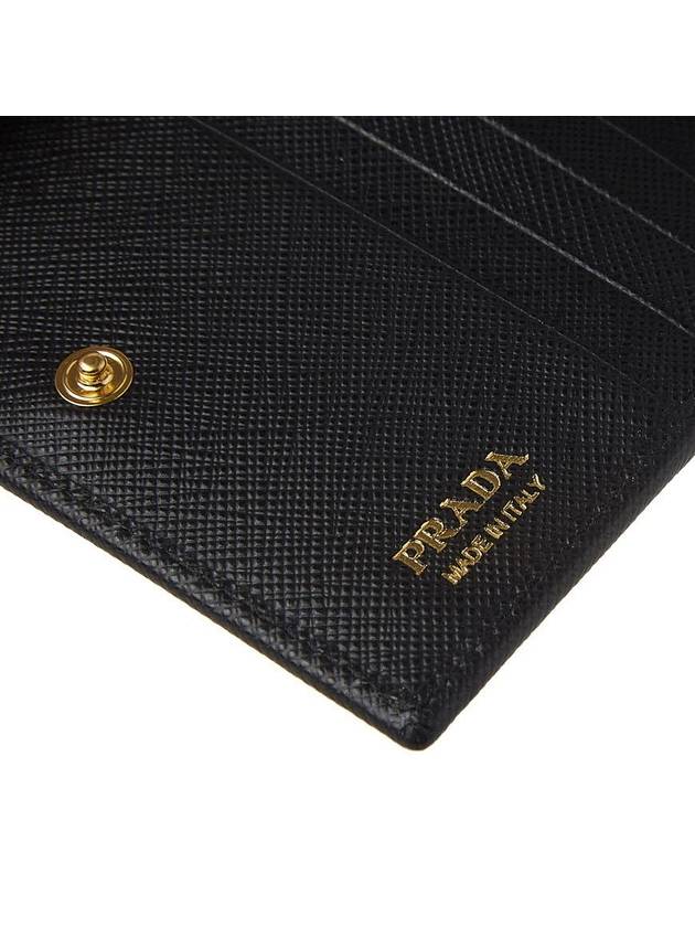 Gold Hardware Triangle Logo Saffiano Half Wallet Black - PRADA - BALAAN 9