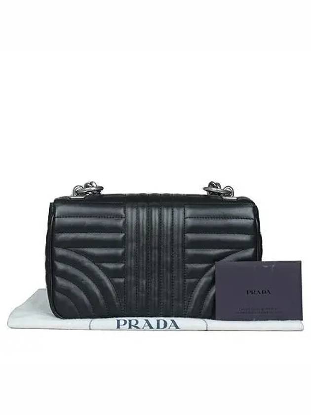 1BD107 Black Calf Leather Diagram Silver Chain Shoulder Bag - PRADA - BALAAN 2