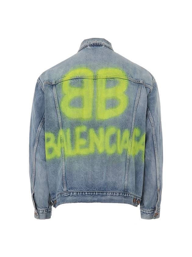 back spray logo denim jacket blue - BALENCIAGA - BALAAN 4