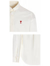 Men's Mini Heart Button Down Oxford Long Sleeve Shirt White - AMI - BALAAN 6