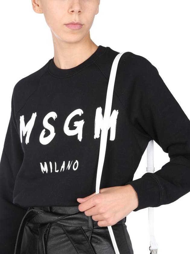 Women's Brushed Logo Crew Neck Sweatshirt Black - MSGM - BALAAN 10