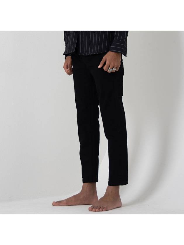 Slim fit string banding cotton black jeans - GOLD PERCENT - BALAAN 2