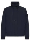 Logo Micro Twill  Zip Up Jacket Navy - STONE ISLAND - BALAAN 2