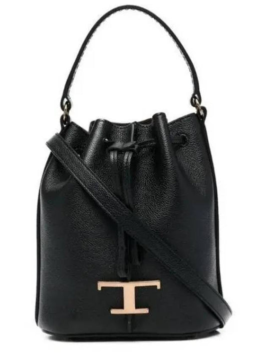 T Timeless Leather Micro Logo Bucket Bag Black - TOD'S - BALAAN 2