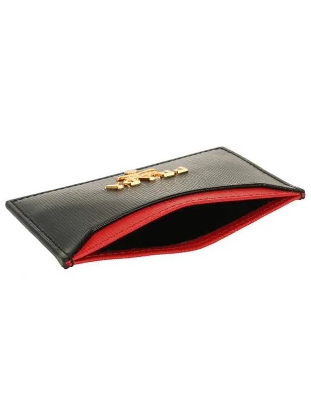 Big Metal Logo Two-Tone Card Wallet Black Red - PRADA - BALAAN 5