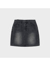 Damage Stripe Denim Mini A Line Skirt Black - NOIRER FOR WOMEN - BALAAN 2