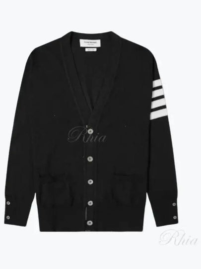 Men's Sustainable Classic Diagonal Wool Cardigan Navy - THOM BROWNE - BALAAN 2