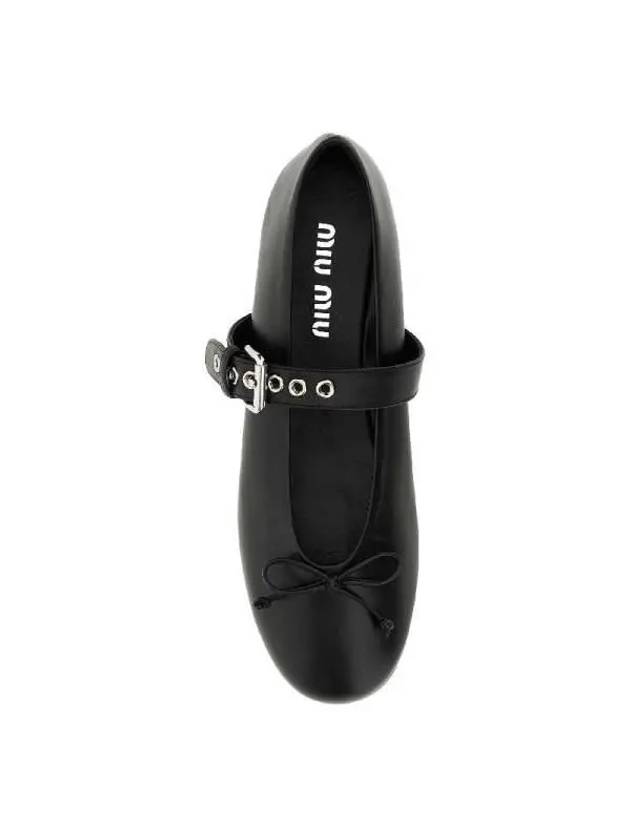 buckle leather ballerina shoes 5F210EF005070 - MIU MIU - BALAAN 4