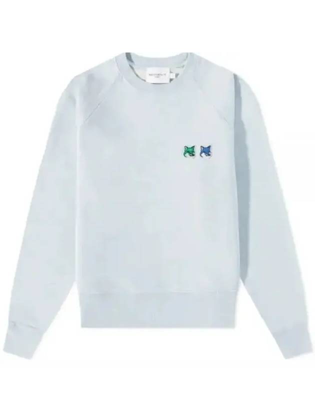 Double Head Fox Patch Sweatshirt Blue - MAISON KITSUNE - BALAAN 1