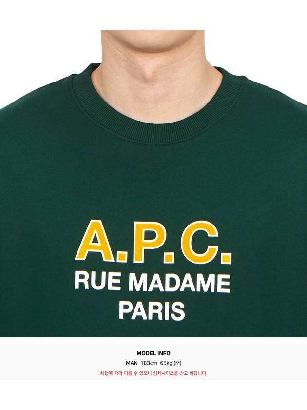 Logo Print Cotton Sweatshirt Green - A.P.C. - BALAAN 6