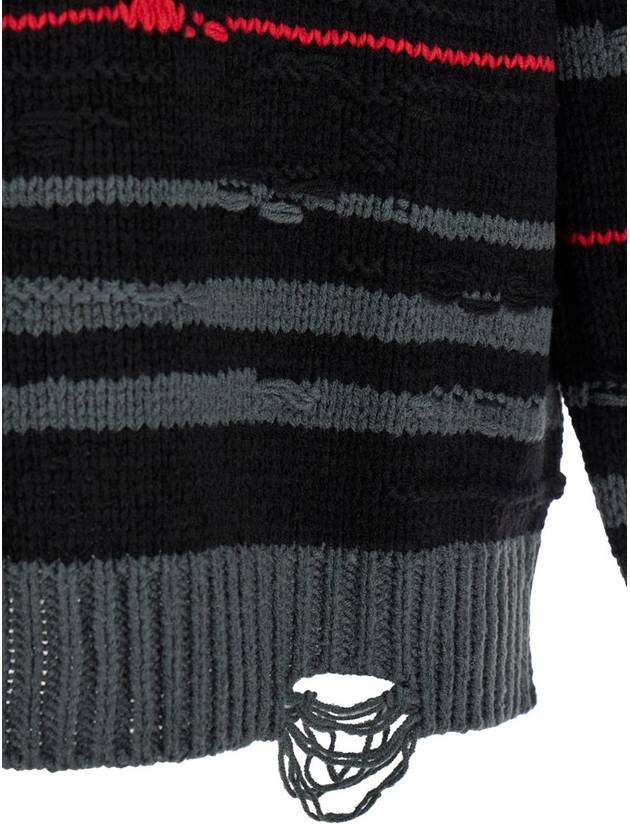 Multicolor Striped Sweater With Used Effect In Wool Man - JUUN.J - BALAAN 3