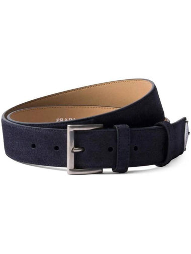 Suede Leather Belt Navy - PRADA - BALAAN 1