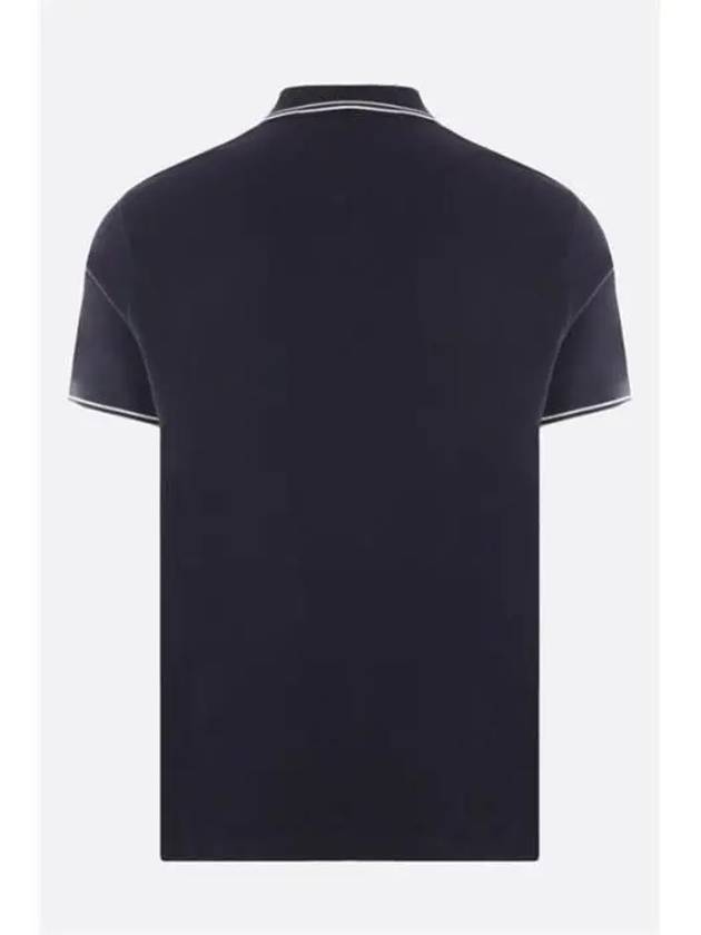 Stretch Cotton Pique Short Sleeve Polo Shirt Navy - STONE ISLAND - BALAAN 3