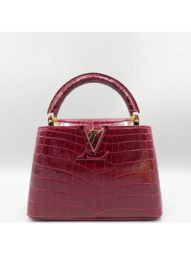 N90130 Burgundy Alligator Leather Capucine Mini Top Handle Tote Bag Shoulder Strap 2WAY - LOUIS VUITTON - BALAAN 2