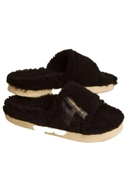 Leather Star Shearling Full Star Slippers Black - GOLDEN GOOSE - BALAAN 2