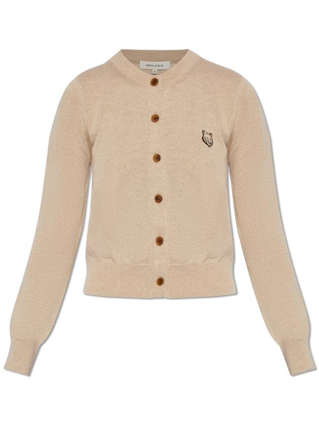 Maison Kitsuné Cardigan With Logo, Women's, Beige - MAISON KITSUNE - BALAAN 1