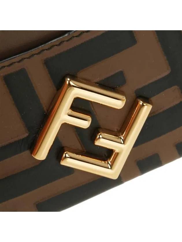 Logo Diamond Leather Card Wallet Brown - FENDI - BALAAN 6