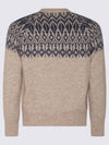 Pattern Knit Crew Neck Knit Top Beige - BRUNELLO CUCINELLI - BALAAN 3