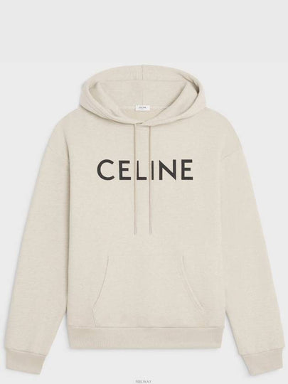 Lettering Logo Cotton Fleece Hoodie White - CELINE - BALAAN 2