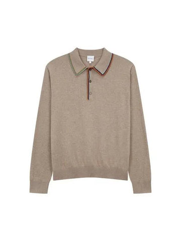 Striped trim polo knit light brown 270781 - PAUL SMITH - BALAAN 1