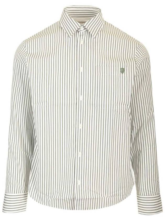 Striped Long Sleeve Shirt Chalk Conifer - BURBERRY - BALAAN 1