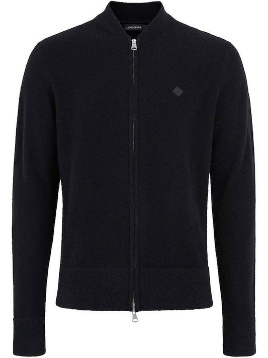 Men's Yousin Merino Logo Zip-up Cardigan Black - J.LINDEBERG - BALAAN 2