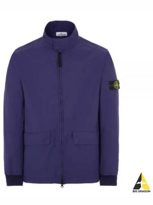 Men's Batavia Nylon Cotton Zip-Up Jacket Purple Blue - STONE ISLAND - BALAAN 2