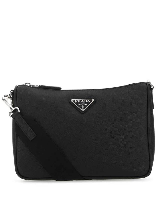 triangle logo leather shoulder bag black - PRADA - BALAAN 2