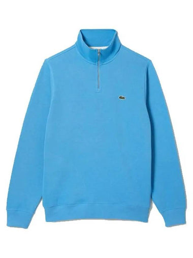 Men s Half Zip Up Cotton Sweatshirt Blue SH1927 4XA - LACOSTE - BALAAN 1