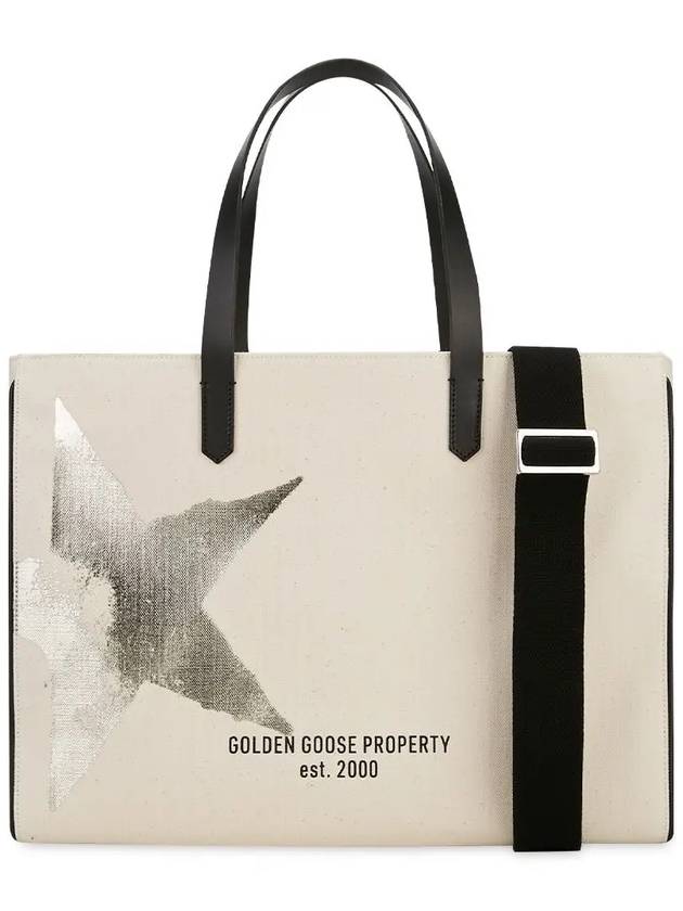 East West California Golden Star Print Tote Bag Cream - GOLDEN GOOSE - BALAAN 2