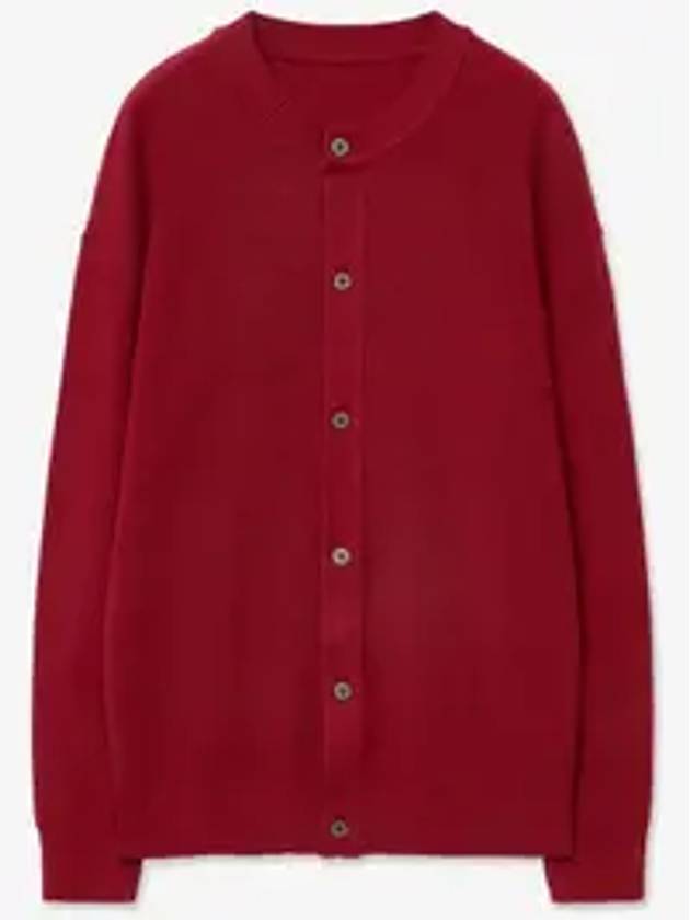 Soft round neck knit cardigan deep red - BLONDNINE - BALAAN 1