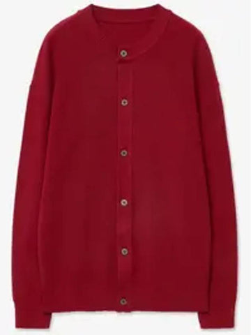 Soft round neck knit cardigan deep red - BLONDNINE - BALAAN 1