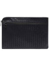 Intrecciato Weaving Zipper Clutch Bag Black - BOTTEGA VENETA - BALAAN 2