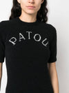 Intarsia Logo Short Sleeve Knit Top Black - PATOU - BALAAN 4