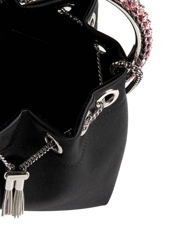 'Bon Bon' Mini Black Handbag With Metal Crystal Bracelet Handle In Satin Fabbric Woman - JIMMY CHOO - BALAAN 7