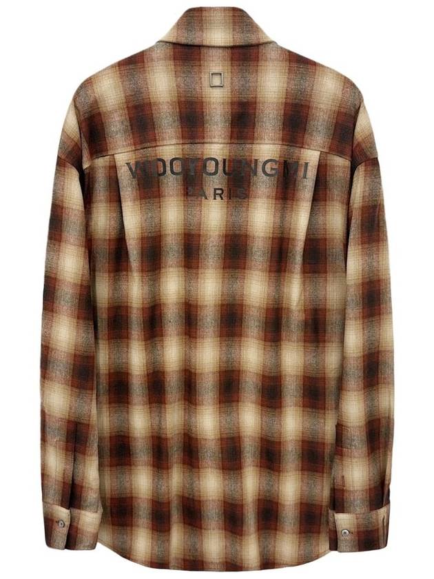 Flannel Back Logo Check Long Sleeve Shirt Brown - WOOYOUNGMI - BALAAN 2