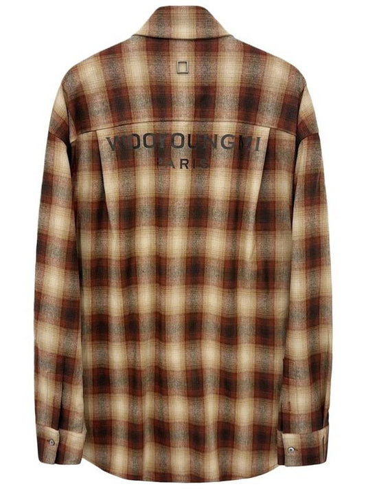 Flannel back logo check long sleeve shirt brown - WOOYOUNGMI - BALAAN 2