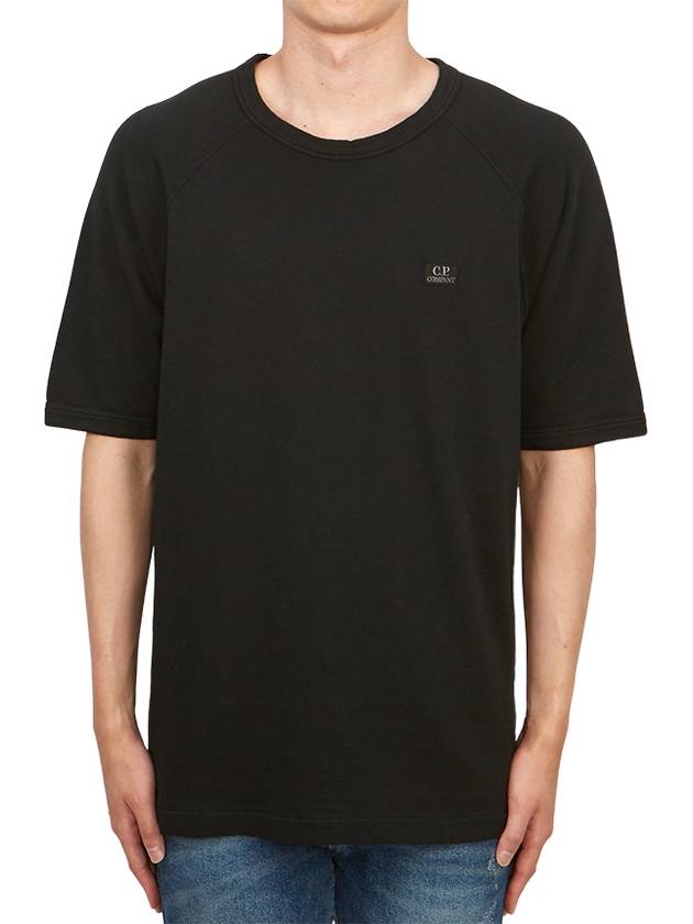 30/1 Sponge Fleece Short Sleeve Sweatshirt Black - CP COMPANY - BALAAN 2