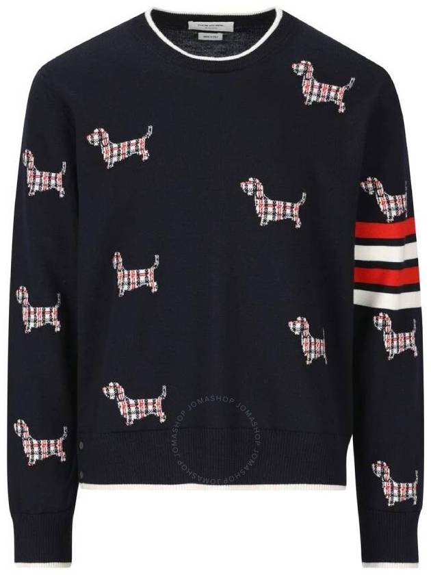 4-Bar Relaxed Hector Pullover Wool Knit Top Navy - THOM BROWNE - BALAAN 2