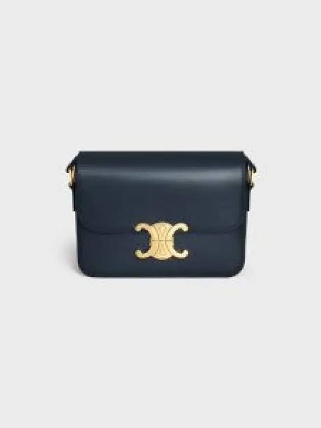 Teen Triomphe Shiny Calfskin Cross Bag Navy Blue - CELINE - BALAAN 2