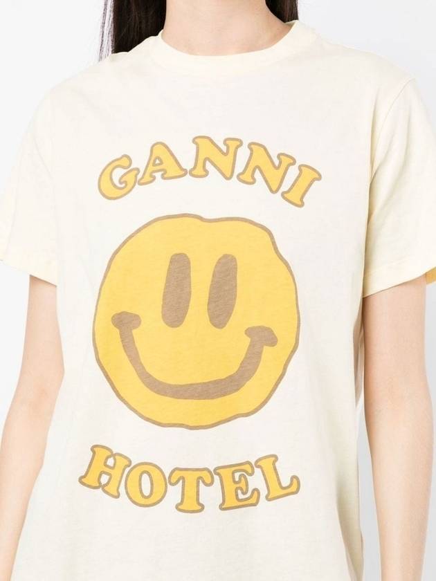 Women's Smile Short Sleeve T-Shirt Yellow - GANNI - BALAAN 3