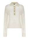 Mohair Lace Polo Knit Top White - GANNI - BALAAN 2