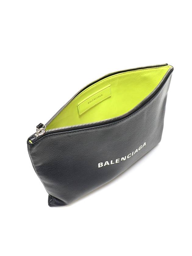 Women s Balenciaga 485110 Black Leather Everyday Logo Clutch gt Pouch Gangbuk used luxury goods - BALENCIAGA - BALAAN 6