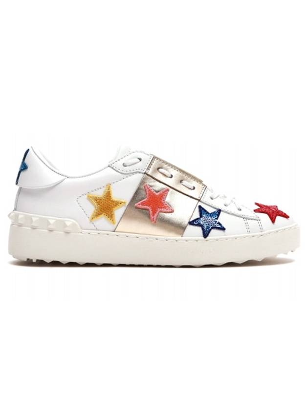 Women's Sequined Star Open Low Top Sneakers - VALENTINO - BALAAN 1