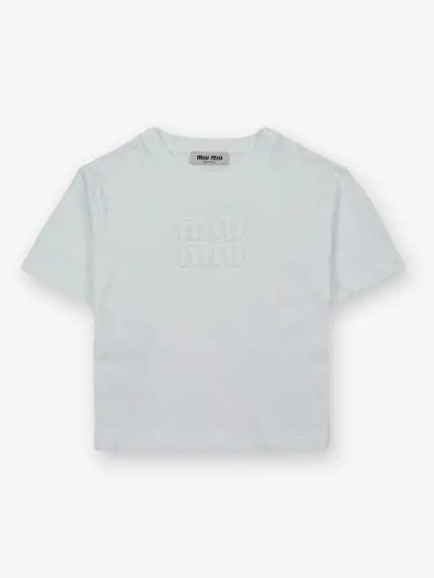 Logo Cropped Short Sleeve T-Shirt White - MIU MIU - BALAAN 2