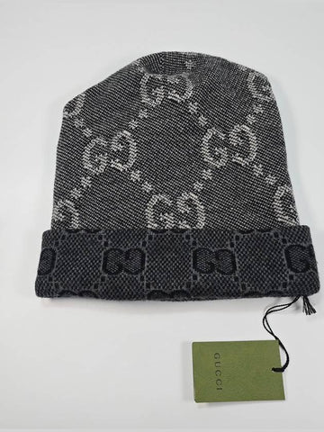 GG Motif Fold Brim Round Crown Knit Weave Beanie M - GUCCI - BALAAN 1