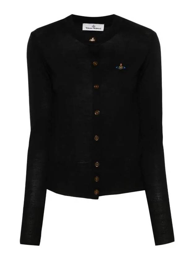 Bea Embroidered Logo Cardigan Black - VIVIENNE WESTWOOD - BALAAN 2